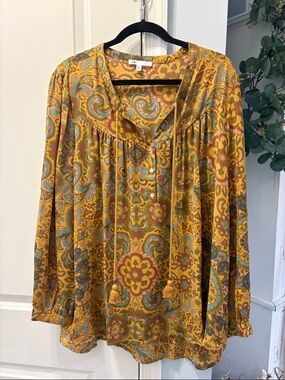 DR2 Mustard Multi Paisley-Print Long-Sleeve Tunic